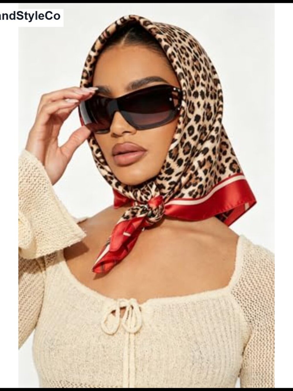 Leopard Print Silk Feel Head Scarf 35x35 - Picture 4 of 5